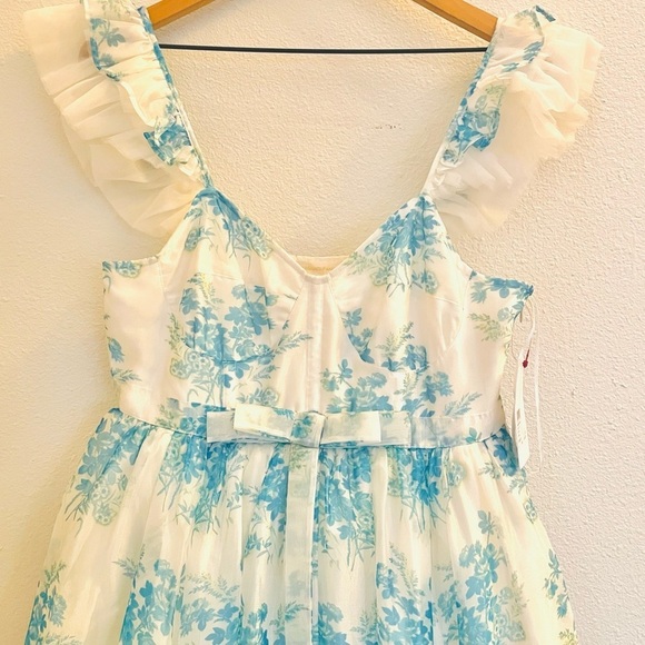 NEW LoveShackFancy Macron Gown Magic Turquoise Floral Gown size 4 - Picture 13 of 14